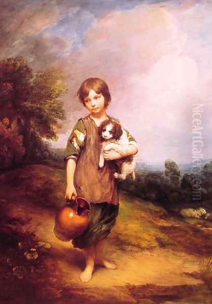 Cottage Girl with Dog and Pitcher Oil Painting by Thomas Gainsborough