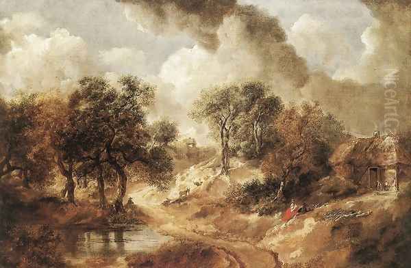 Landscape in Suffolk c. 1750 Oil Painting by Thomas Gainsborough