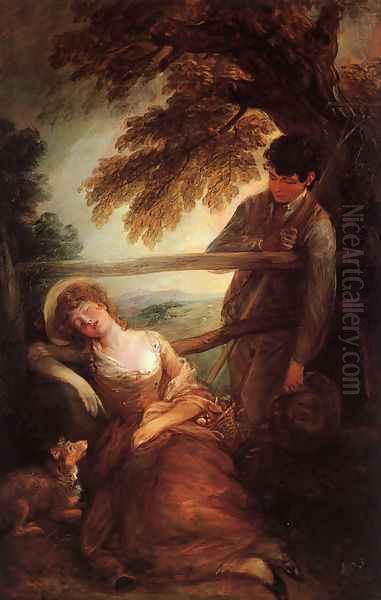 Haymaker and Sleeping Girl (Mushroom Girl) 1785 Oil Painting by Thomas Gainsborough