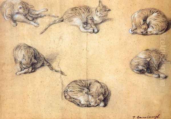 Six studies of a cat 1765-70 Oil Painting by Thomas Gainsborough