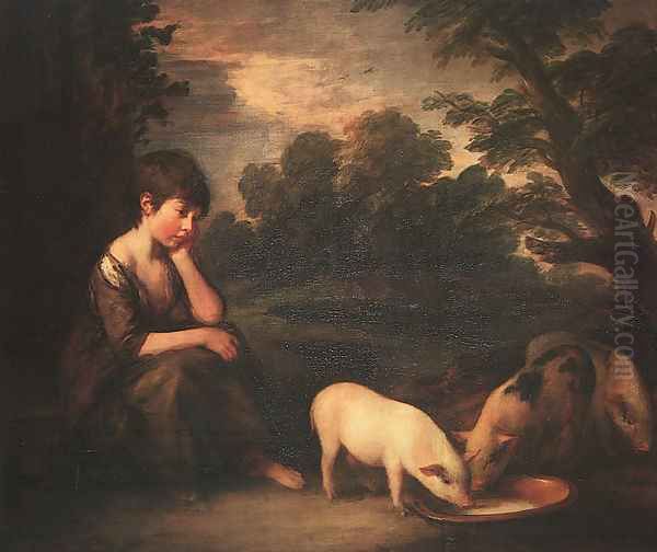 Girl with Pigs 1782 Oil Painting by Thomas Gainsborough