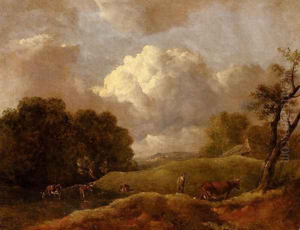 An Extensive Landscape With Cattle And A Drover Oil Painting by Thomas Gainsborough