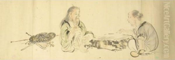 Jinbutsu Makimono Oil Painting by Shibata Zeshin