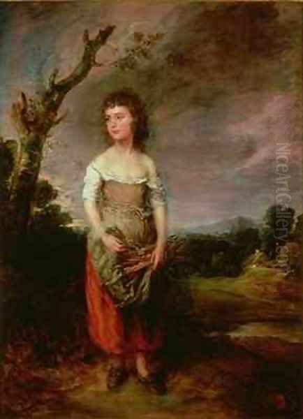 A Peasant Girl Gathering Faggots in a Wood Oil Painting by Thomas Gainsborough