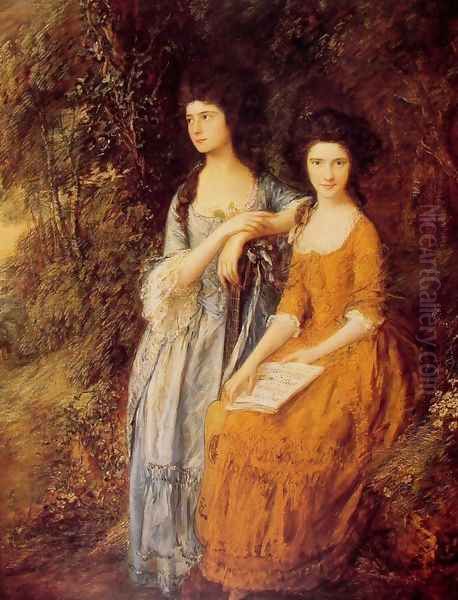 The Linley Sisters Oil Painting by Thomas Gainsborough