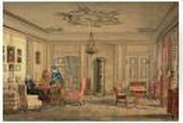 Interior In The House Of Lord Chamberlain O'neill, Strandraede, Copenhagen Oil Painting by Christian Olavius Zeuthen