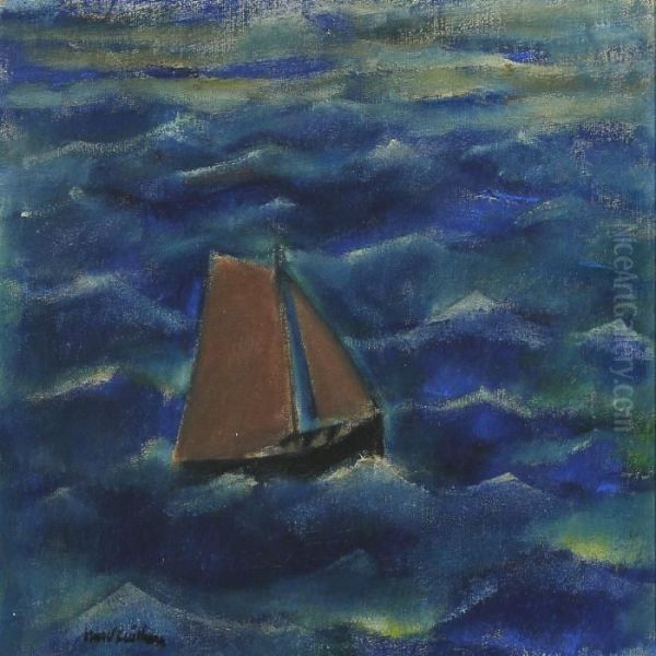 Seascape With A Sailing Ship Oil Painting by Ernst Zeuthen