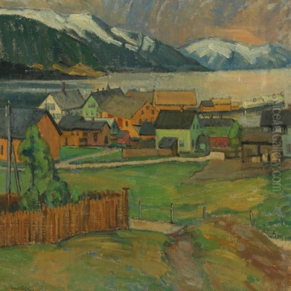 Norwegian Landscape Oil Painting by Ernst Zeuthen