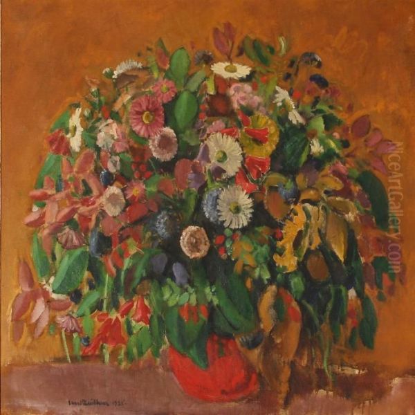 Still Life With Flowers Oil Painting by Ernst Zeuthen