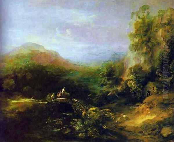 Mountain Landscape with Bridge Oil Painting by Thomas Gainsborough