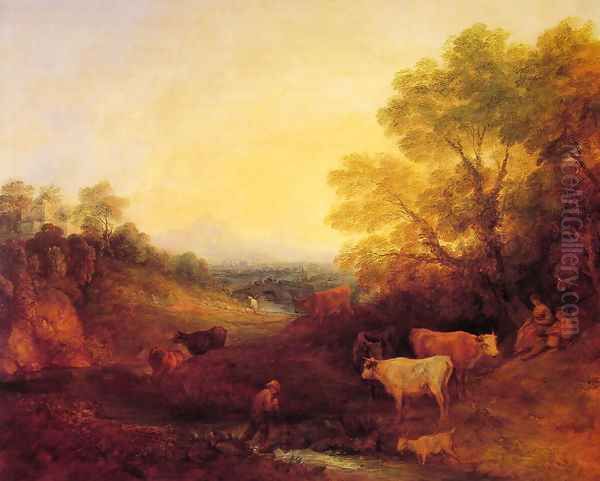 Landscape with Cattle Oil Painting by Thomas Gainsborough