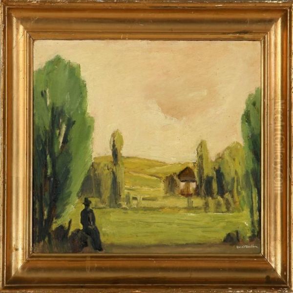 Scenery With Man Oil Painting by Ernst Zeuthen