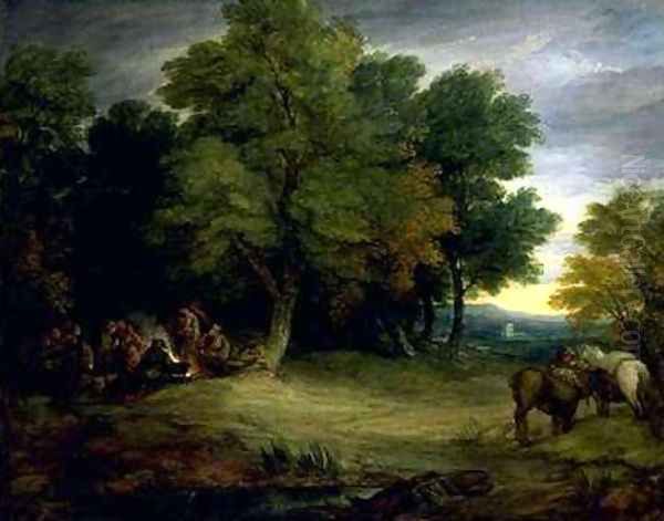 Gypsy Encampment. Sunset Oil Painting by Thomas Gainsborough