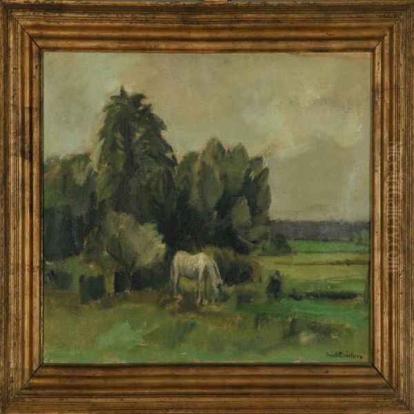 Scenery With Horse Oil Painting by Ernst Zeuthen