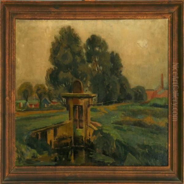 Landscape With Water Line Oil Painting by Ernst Zeuthen