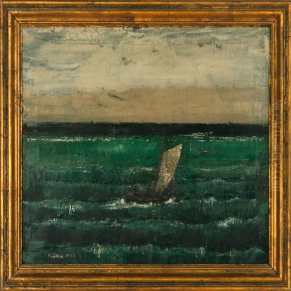 Sailboat At Open Water Oil Painting by Ernst Zeuthen