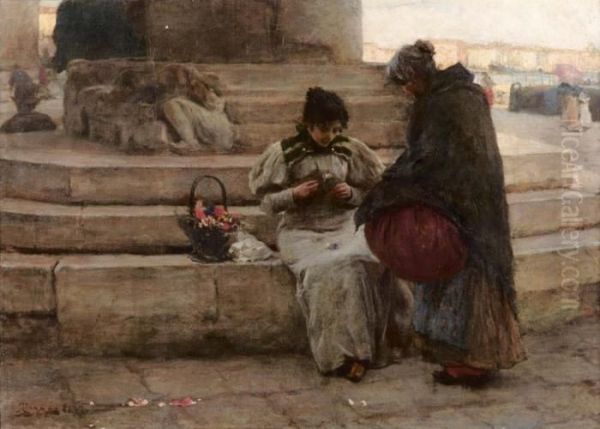 Fioraia A Venezia - 1897 Oil Painting by Alessandro Zezzos