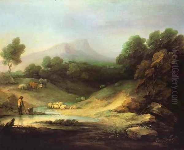 Mountain Landscape with Shepherd Oil Painting by Thomas Gainsborough