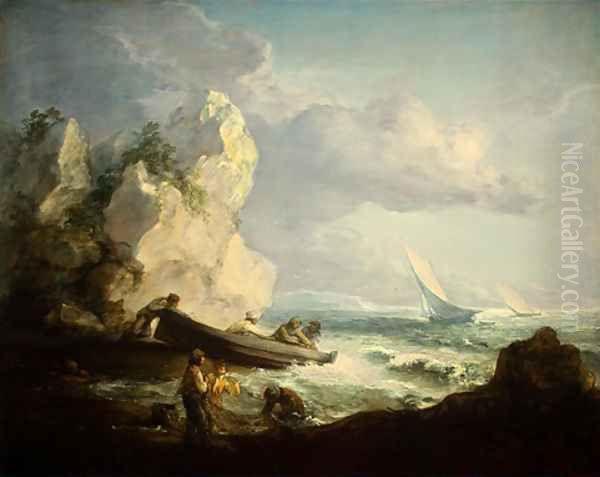 Seashore With Fishermen Oil Painting by Thomas Gainsborough