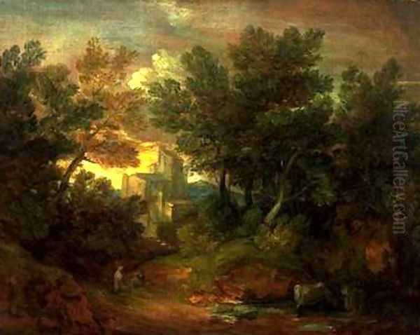 Woody Landscape with Building Oil Painting by Thomas Gainsborough