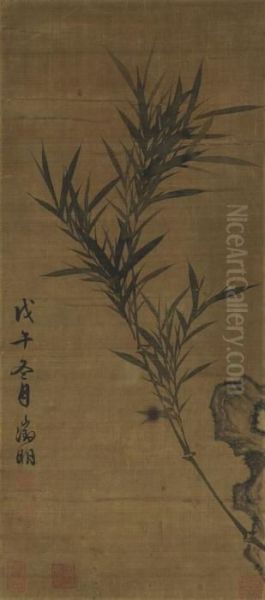 Bamboo Oil Painting by Zhengming Wen