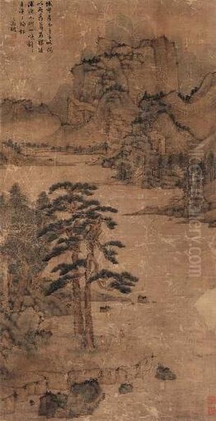 Green Mountains, Blue Water Oil Painting by Zhengming Wen