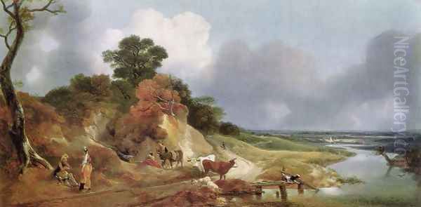 Landscape with the village Cornard Oil Painting by Thomas Gainsborough