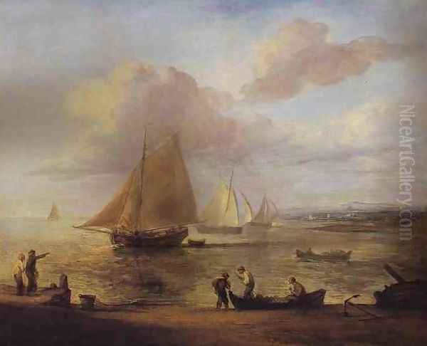 Coastal Scene - a Calm Oil Painting by Thomas Gainsborough