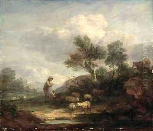 Landscape with Sheep 2 Oil Painting by Thomas Gainsborough