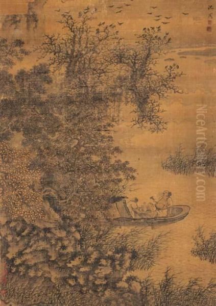 Drunken Fishermen Oil Painting by Shen Zhou