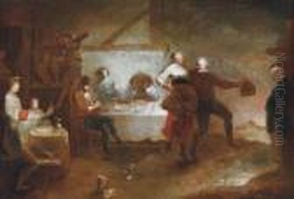 A Peasant Dance In A Tavern Oil Painting by Januarius Zick