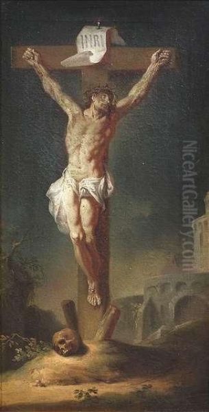 Christ On The Cross Oil Painting by Januarius Zick