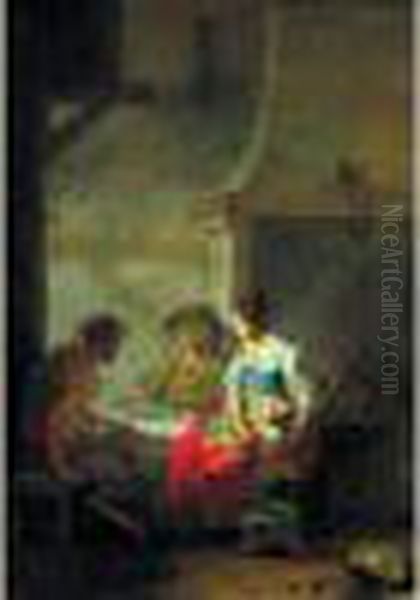 Le Satyre Chez Les Paysans Oil Painting by Januarius Zick