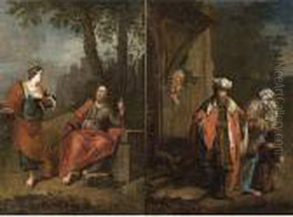 Noli Me Tangere; Hagar And Ismael Being Sent Away Oil Painting by Januarius Zick