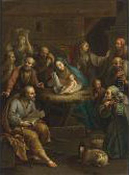 Adoration Of The Shepherds Oil Painting by Januarius Zick