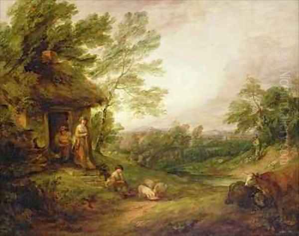 Cottage Door with Girl and Pigs Oil Painting by Thomas Gainsborough