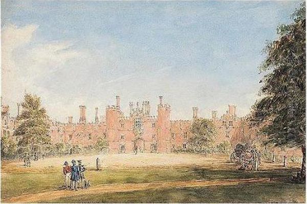 View Of Hampton Court From The West Oil Painting by Henry Bryan Ziegler