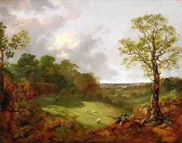 Wooded Landscape with a Cottage Sheep and a Reclining Shepherd Oil Painting by Thomas Gainsborough