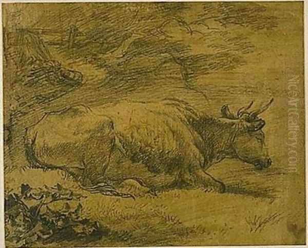 Study of a Cow in a Landscape Oil Painting by Thomas Gainsborough