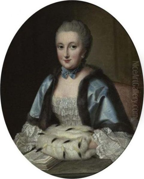 Portrait Der Maria Anna Freifrau Von Hutten Zu Stolzenberg. Oil Painting by Johann Georg Ziesenis