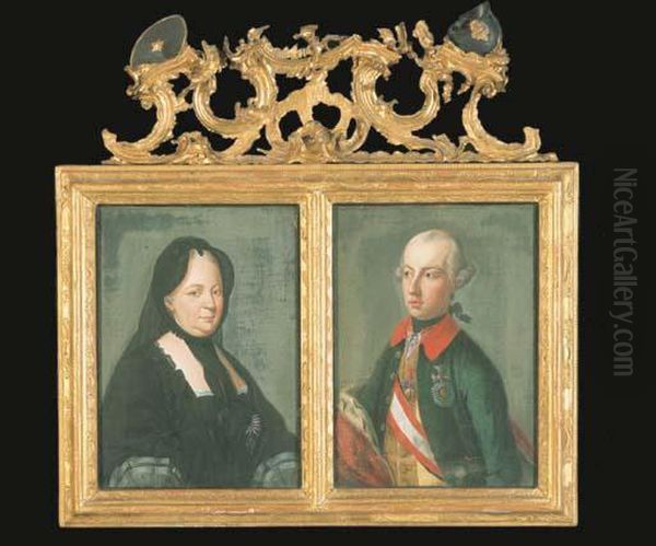 Portraits De L'imperatrice Marie-therese Et De L'empereur Joseph Iid'autriche Oil Painting by Johann Georg Ziesenis