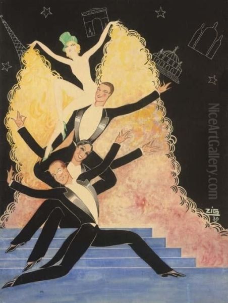 Mistinguett Oil Painting by Louis Gaudin Zig