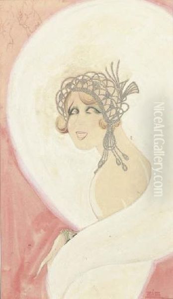 Mistinguett Oil Painting by Louis Gaudin Zig