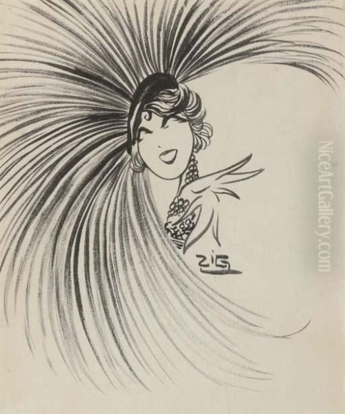 Mistinguett Oil Painting by Louis Gaudin Zig