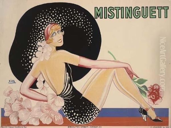 Mistinguett Oil Painting by Louis Gaudin Zig