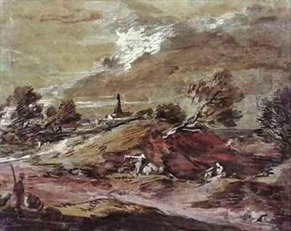 Landscape Storm Effect Oil Painting by Thomas Gainsborough