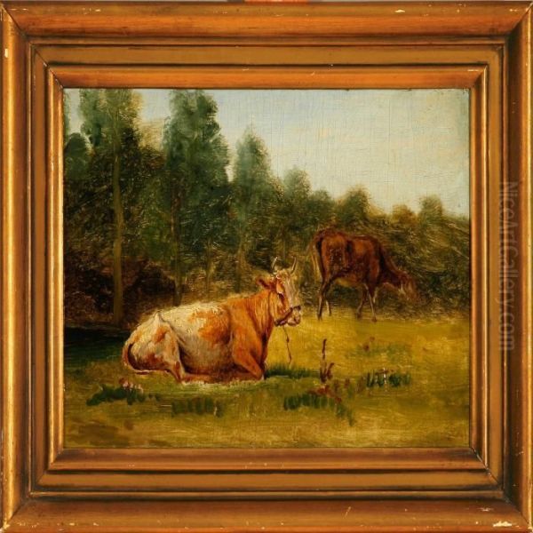 Cows On A Field Oil Painting by Wilhelm Zillen