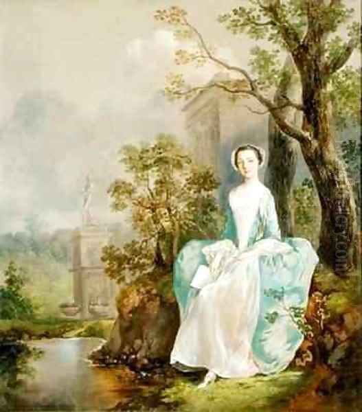 Girl with a Book Seated in a Park Oil Painting by Thomas Gainsborough