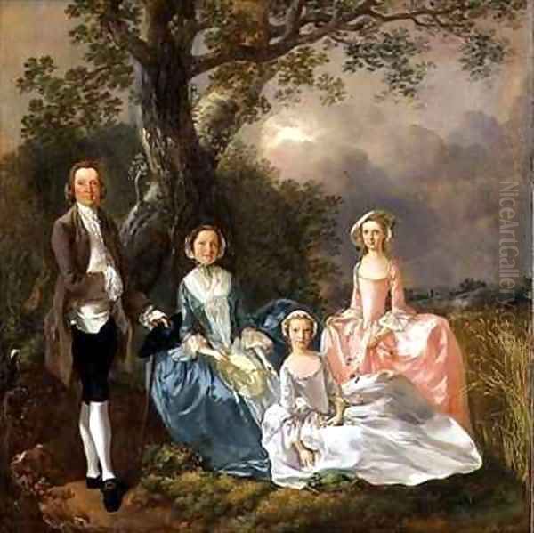 Mr and Mrs John Gravenor and their Daughters Elizabeth and Ann Oil Painting by Thomas Gainsborough