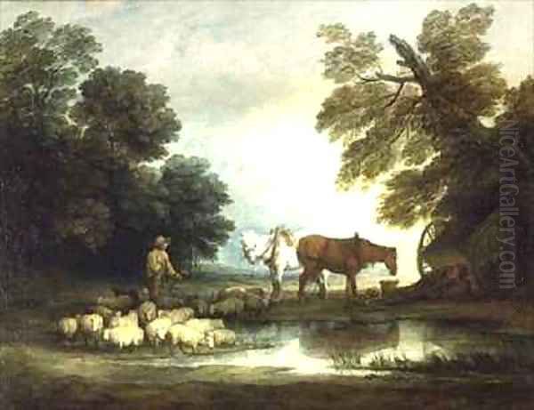 Shepherd by a Stream Oil Painting by Thomas Gainsborough